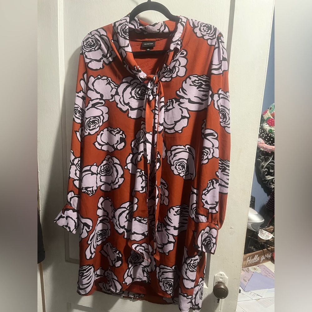 Bold Floral Buttoned Sleeve Dress